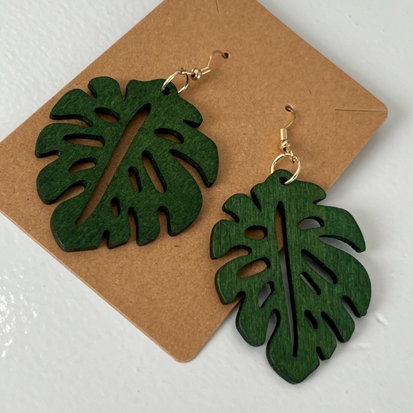 PALM EARRINGS | Wood | NWT - Picture 1 of 8